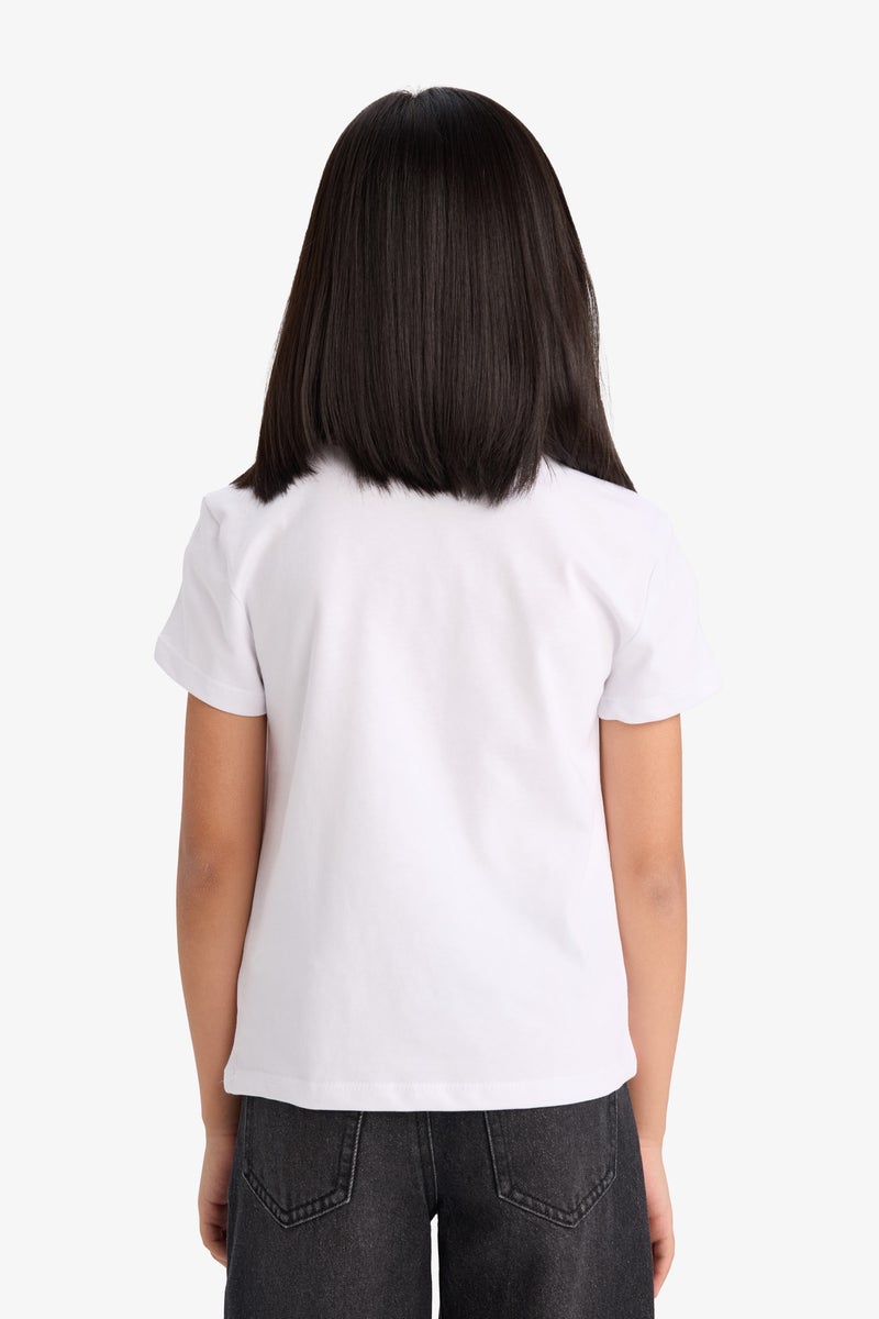 ديفاكتو تيشيرت بناتي نص كم مطبوع وياقة مستديرة - Image 5