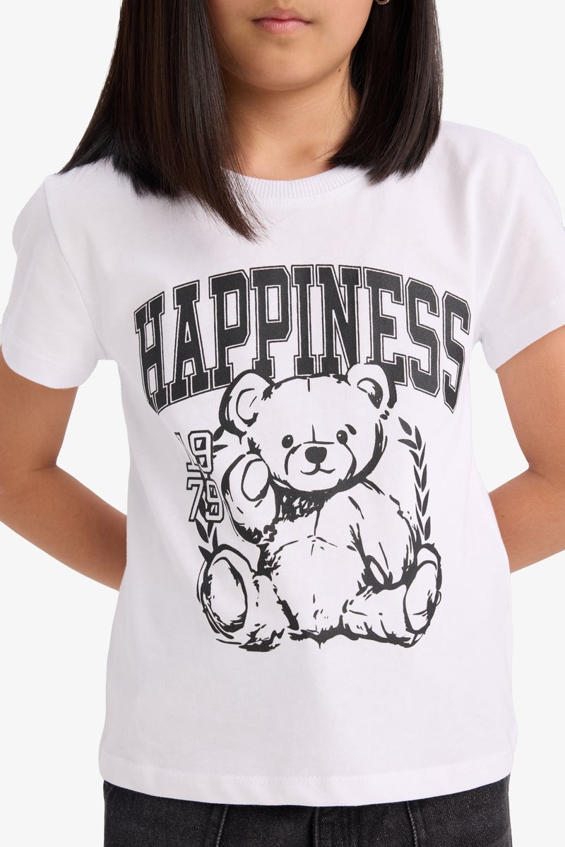 DeFacto White Girl Girl Regular Fit Crew Neck Anime Printed T-Shirt Casual - Image 5