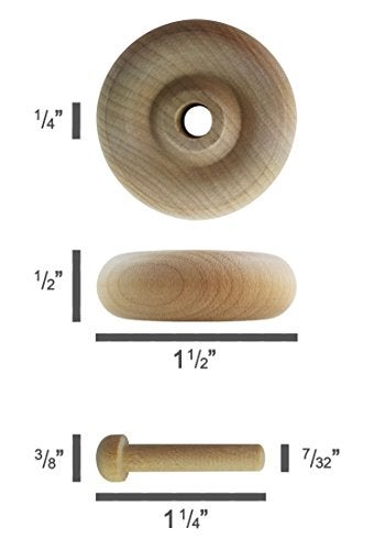 Maple Landmark Wood Wheels - 100 Pack with Free Axle Pegs - Made in USA (1.5" Diameter) - Image 3