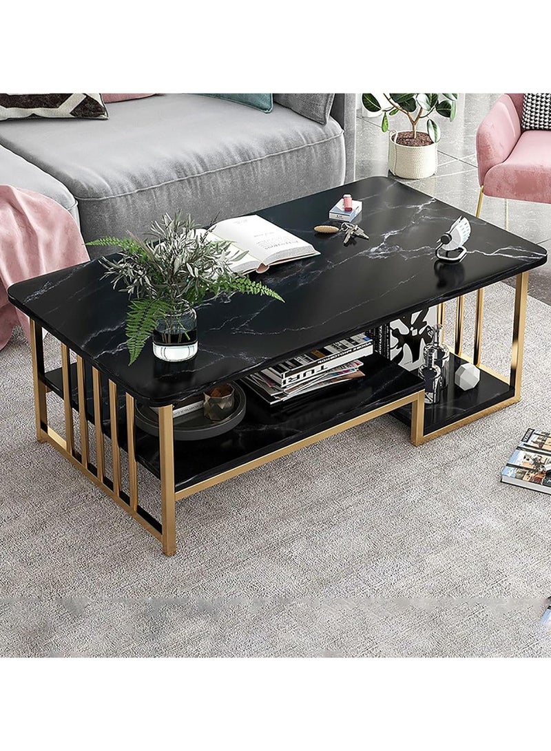 DubaiGallery Coffee Table Living Room,Two Tiers Tea Table for Living Room Furniture End Table 120 X 60 X42CM - Image 1