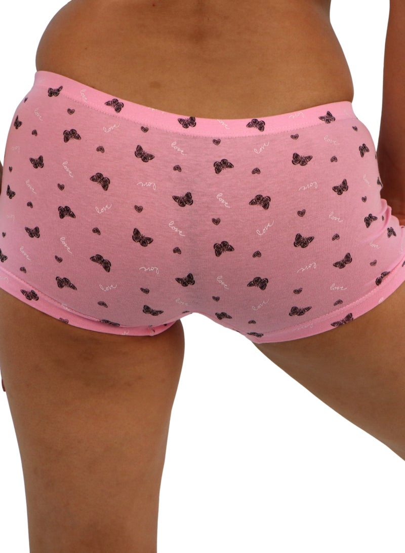 JOANNA 124145 Women's Butterfly & Text Design Boyshort 3-Pack Underwear, Multicolor - Image 4