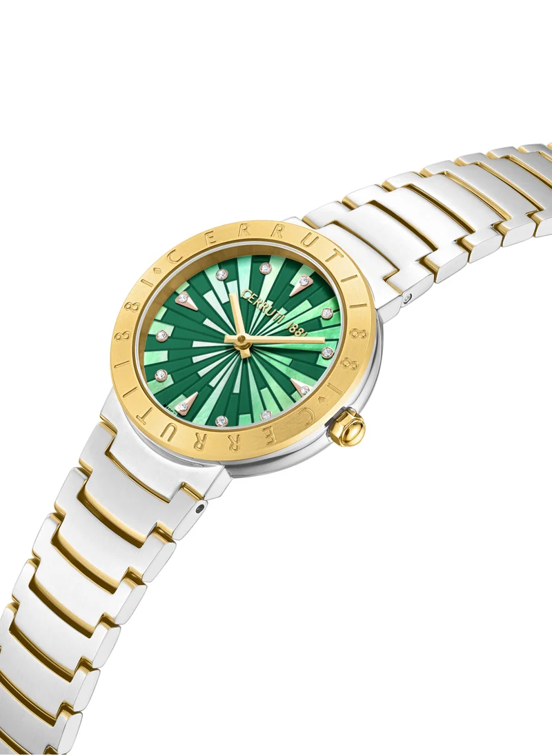 شيروتي 1881 Filiano Women's Watch - Dark Green Mother of Pearl Dial, Gold Plated Topring, Bracelet