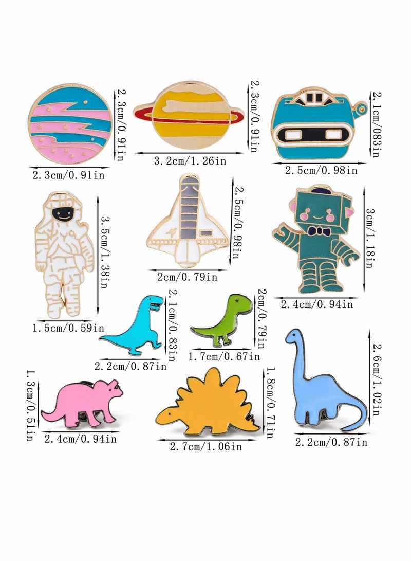 SYOSI Metal Enamel Pin Badge Brooch 11 Pcs Cartoon Brooch For Sweater Dinosaur Brooches Cute Enamel Pins Lapel Brooch Brooches Pin Badges Hat Decorations Space Planets Badge For Clothes Bag Jacket Backpack - Image 4