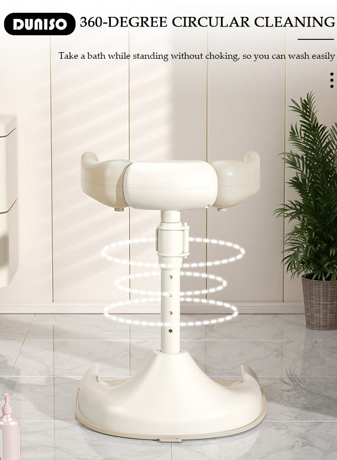DUNISO حامل استحمام للأطفال مع مقعد دعم، حامل استحمام قابل للتعديل للأطفال، دعم وقوف أثناء الاستحمام ومضاد للانزلاق، مضاد للتقلب، سهل التنظيف - Image 4