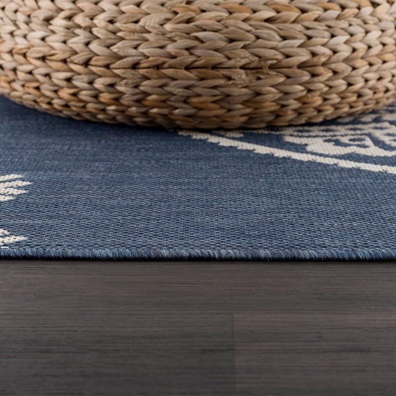 CAMILSON Outdoor Rug 5x7 Modern Area Rugs for Indoor and Outdoor Patios and Porches - Waterproof, Washable, Non-Shedding, Easy-to-Clean Outside Carpet (5 x 7, Medallion - Blue/White) - Image 5