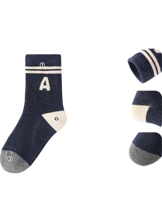 Bambi Children'S Socks, Autumn And Winter, For School Boys, Big Kids, Spring And Autumn, Seamless Mid-Calf Cotton Socks, Bb23514, Size 18-20 - Image 1