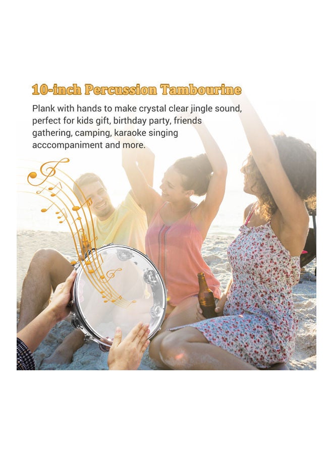 Tambourine Hand Drum With Double Row Jingles Percussion Instrument - Image 4