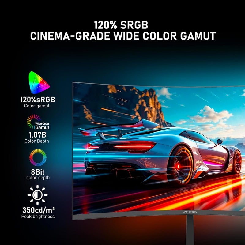 Gaming Monitor 2K 165Hz Curved 1800R Computer Monitor for Esports, IPS Panel, Black, Ultra-Smooth Motion with 1ms GTG Response - Image 5