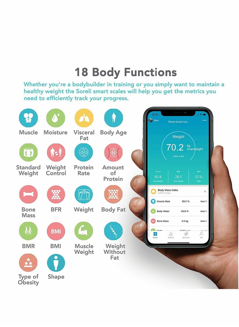 SYOSI - Weight Scale, Smart Electronic Scale Bathroom Scales Bluetooth Body Fat Scales, Digital Measurements Scales Bathroom Accessory Set, smart scale with APP for BMI, Weight, Fat - Image 1