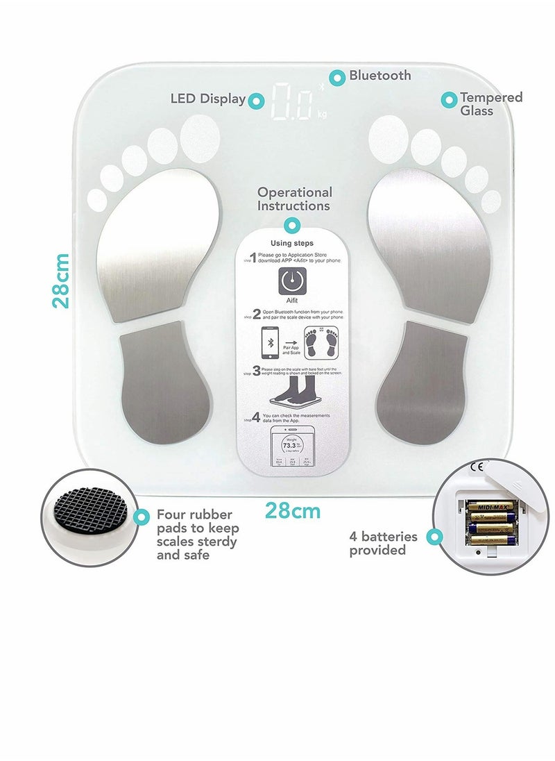 SYOSI - Weight Scale, Smart Electronic Scale Bathroom Scales Bluetooth Body Fat Scales, Digital Measurements Scales Bathroom Accessory Set, smart scale with APP for BMI, Weight, Fat - Image 1