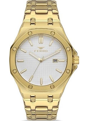 FERRO Men's Gold Color Sport-Classic Calendar Wristwatch + 5 Color Bracelet Gift  - Image 1