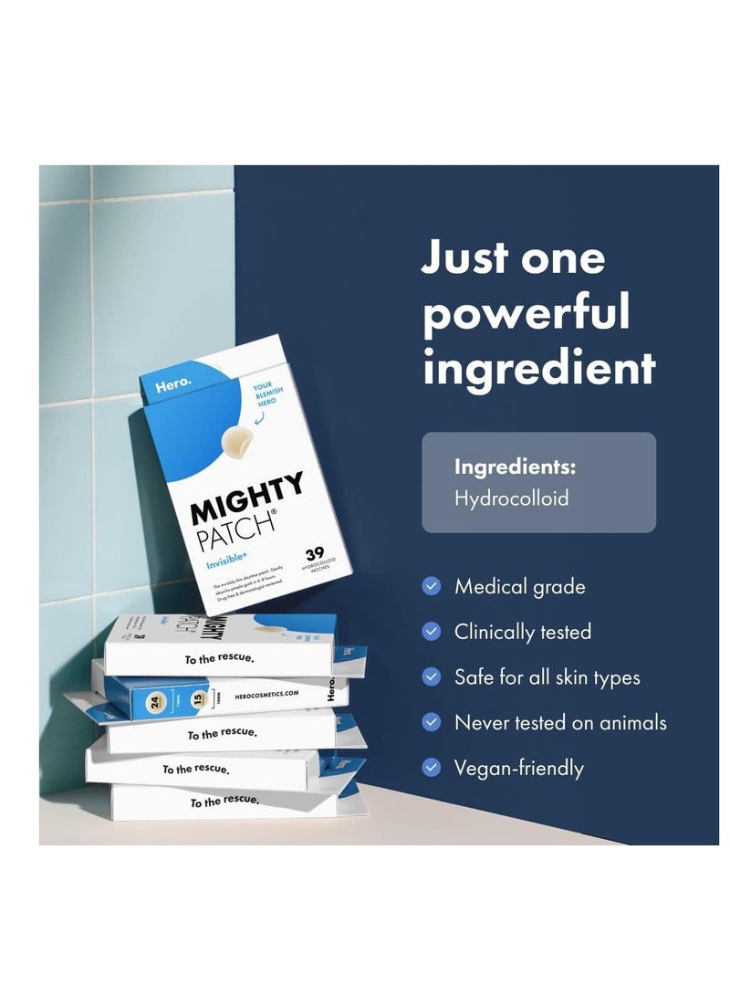 Mighty Patch Mighty Patch™ Invisible+ Patch - Daytime Hydrocolloid Acne Pimple Patches for Covering Zits and Blemishes, Ultra Thin Spot Stickers for Face and Skin (24 Medium and 15 Small Patches)  - Image 5