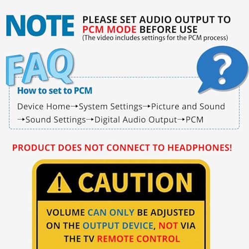 AUTOUTLET 192kHz DAC Digital to Analog Audio Converter 7ft/2.1m Digital Audio Optical to RCA Male Cable for HDTV, DVD, Blu-Ray Players and Game Consoles - Image 4