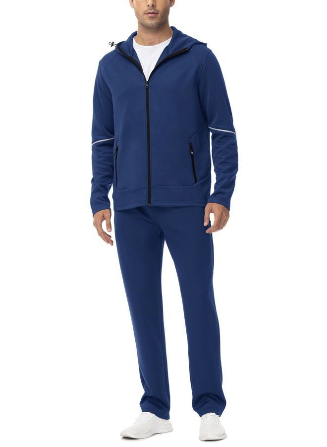 Rdruko Men's Track Sweat Suits 2 Piece Set Sweatsuits Tracksuits Jogging Workout Gym Athletic Suits with Hood, Sapphire Blue, XL - Image 3
