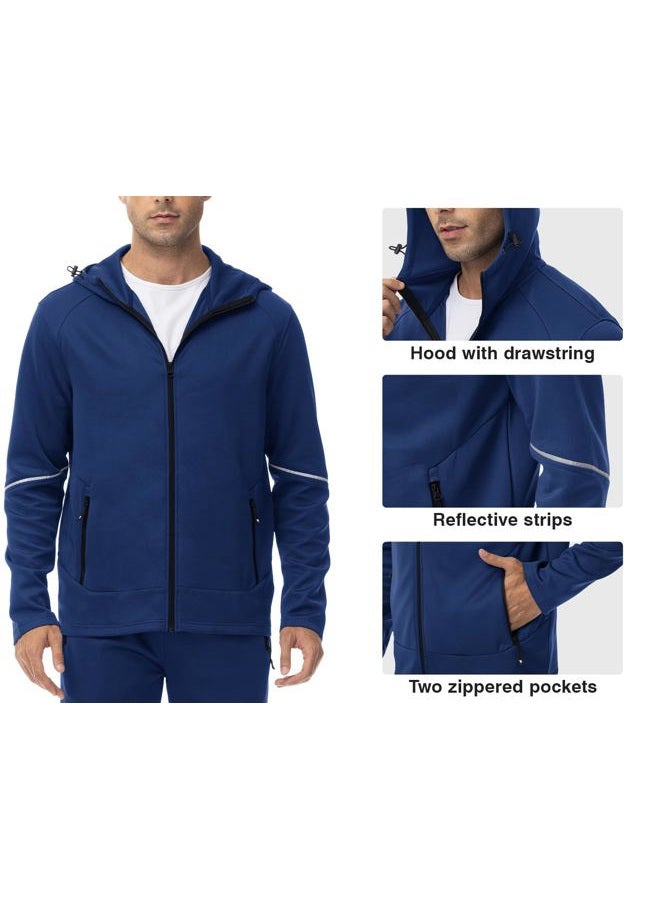 Rdruko Men's Track Sweat Suits 2 Piece Set Sweatsuits Tracksuits Jogging Workout Gym Athletic Suits with Hood, Sapphire Blue, XL - Image 5