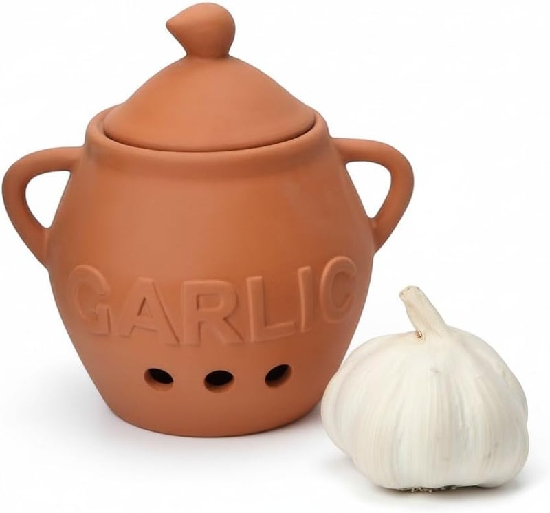 Dexam 17851023 Terracotta Garlic Keeper, Ceramic,12.75cm x 10cm, White - Image 1