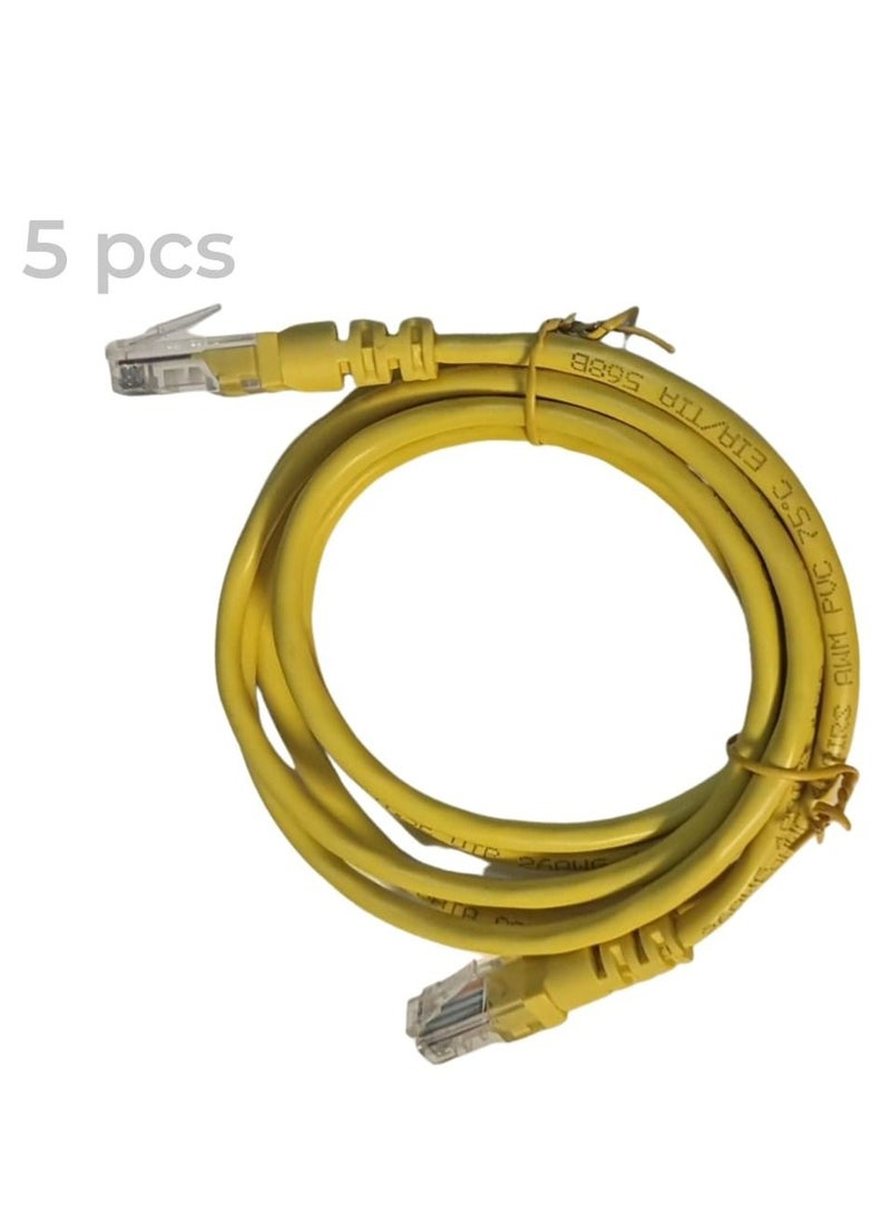 Generic 5 units CAT5E IP Phone/Lan Network Patch Cord 7 Ft UTP 8 Wire Full Straight-Through Cable Yellow Supports 10/100/1000 Ethernet Length 2M  - Image 3