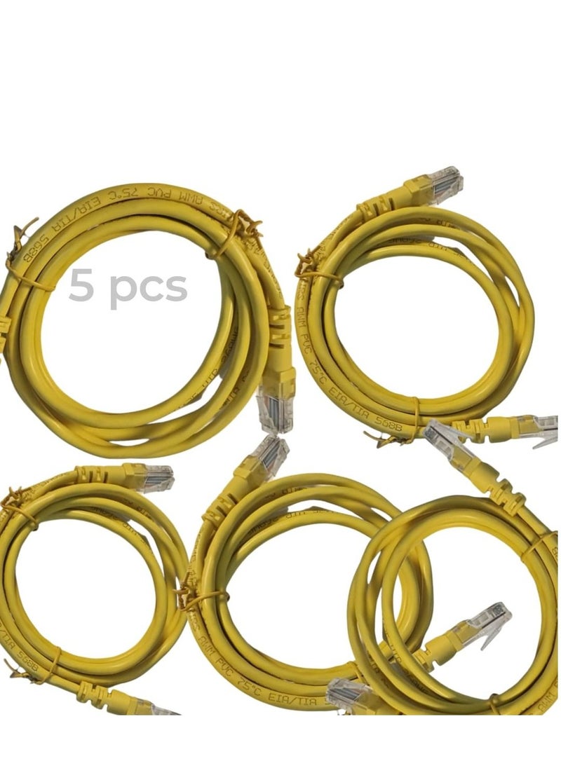 Generic 5 units CAT5E IP Phone/Lan Network Patch Cord 7 Ft UTP 8 Wire Full Straight-Through Cable Yellow Supports 10/100/1000 Ethernet Length 2M  - Image 2