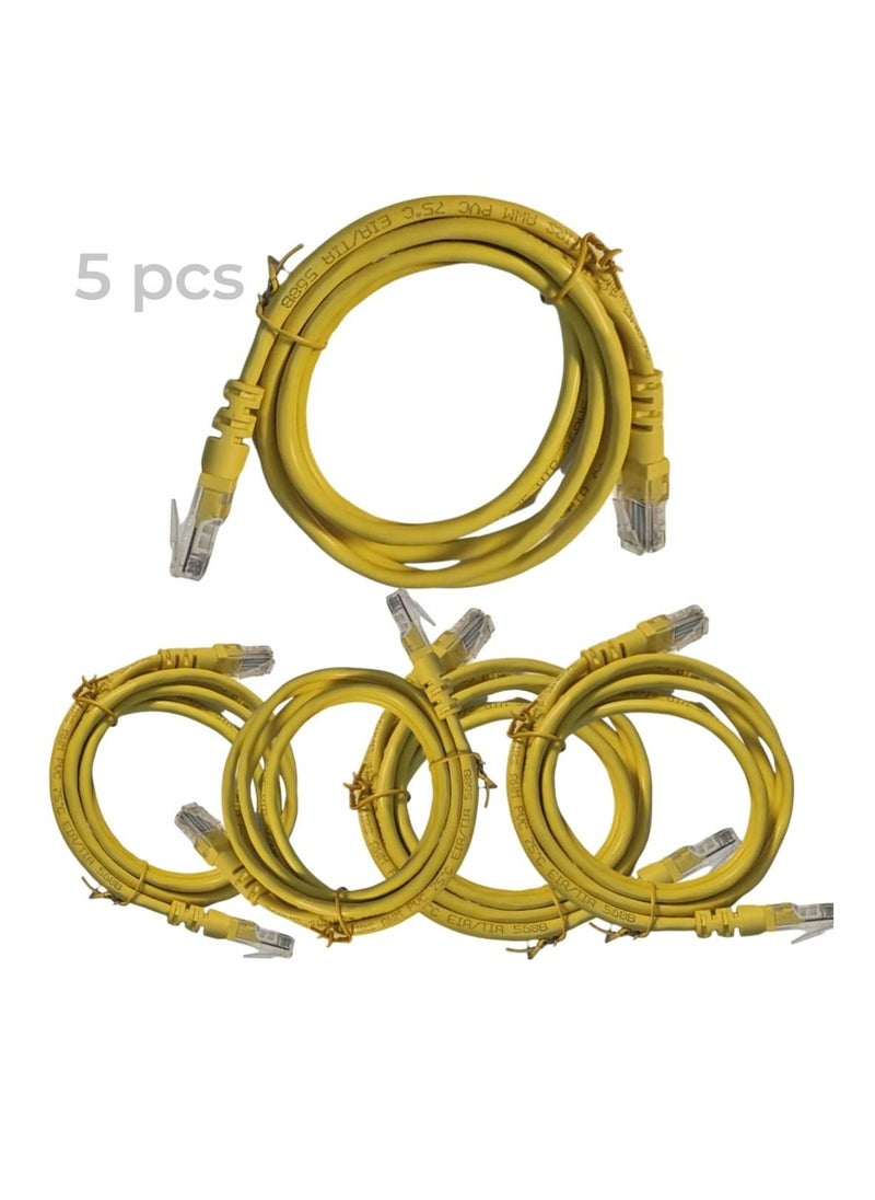 Generic 5 units CAT5E IP Phone/Lan Network Patch Cord 7 Ft UTP 8 Wire Full Straight-Through Cable Yellow Supports 10/100/1000 Ethernet Length 2M  - Image 4