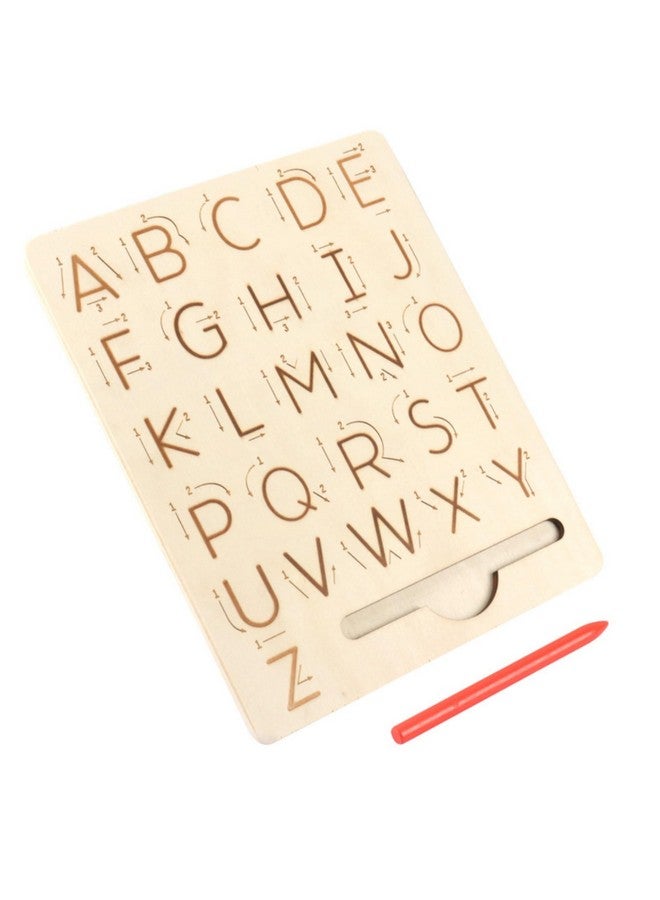 UPBEAT Double-Sided Wooden Alphabets Tracing Board I Front Uppercase, Back Lowercase I Montessori Educational Learning Toy for Kids - Image 2