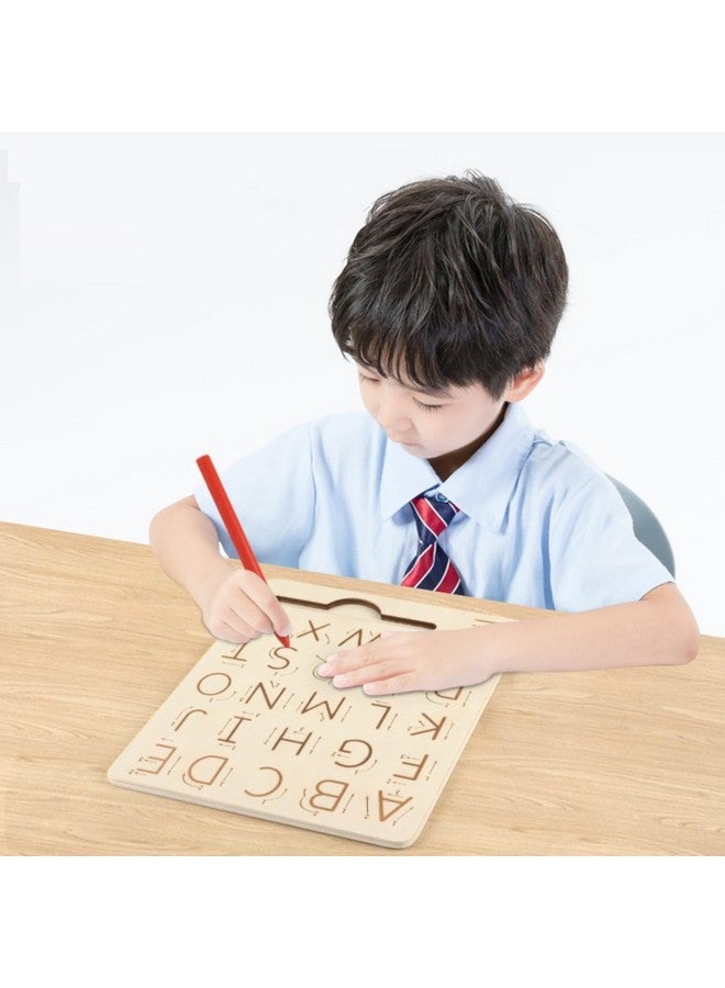 UPBEAT Double-Sided Wooden Alphabets Tracing Board I Front Uppercase, Back Lowercase I Montessori Educational Learning Toy for Kids - Image 5