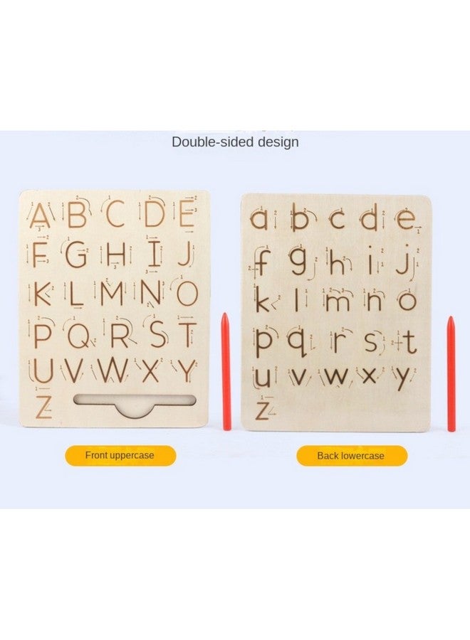 UPBEAT Double-Sided Wooden Alphabets Tracing Board I Front Uppercase, Back Lowercase I Montessori Educational Learning Toy for Kids - Image 3