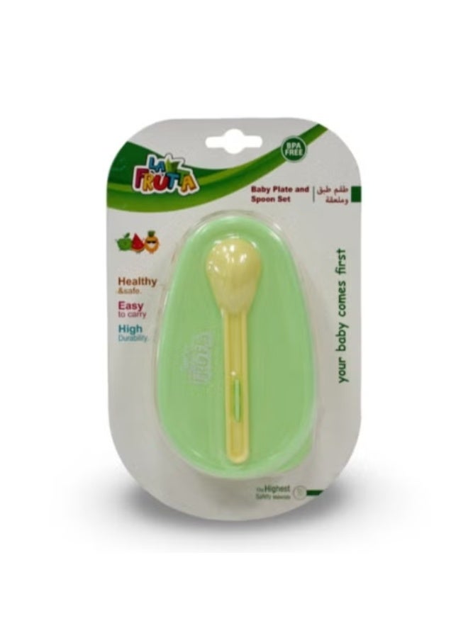 La Frutta La Fruta Children's Plate and Spoon Set - Mint and Yellow - Image 4