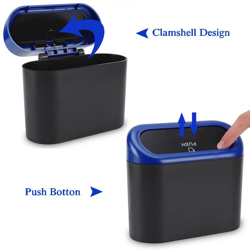 accmor Car Trash Can with Lid, Vehicle Trash Bin Car Dustbin Garbage Organizer Holder with Trash Bag, Portable Hanging Mini Wastebasket Bin Trash Container for Auto Cars, Home, Office (Blue) - Image 3