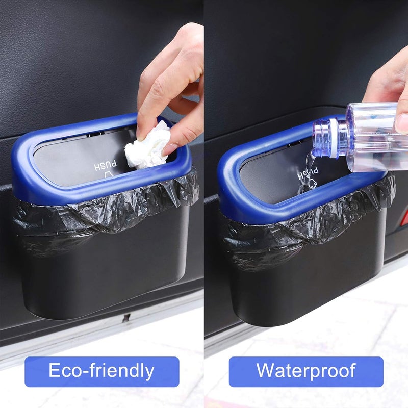 accmor Car Trash Can with Lid, Vehicle Trash Bin Car Dustbin Garbage Organizer Holder with Trash Bag, Portable Hanging Mini Wastebasket Bin Trash Container for Auto Cars, Home, Office (Blue) - Image 4