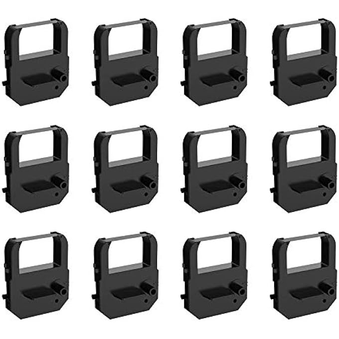 عبوة 12 بديل لشريط ساعة ACROPRINT 39-0121-000 المستخدم مع ACROPRINT ES700، ES900، الطراز 175، ATT310، LATHEM LT5000، 700E، 900E، 1000E، 1500E، 1600E، 5000EP، 7000E، 7500E، أسود - Image 1