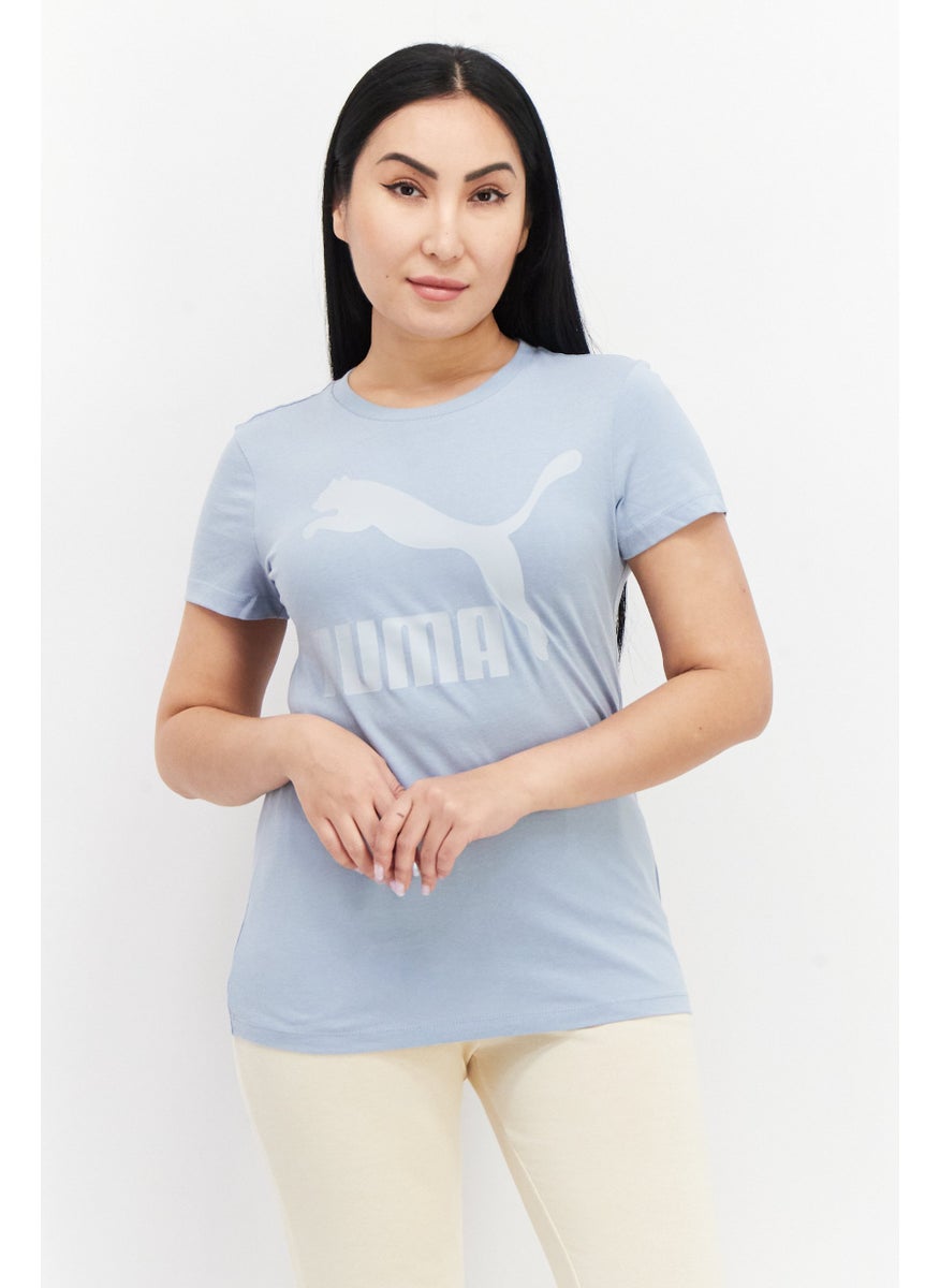 PUMA Women Sportswear Fit Brand Logo Training T-Shirts, Blue  - Image 1