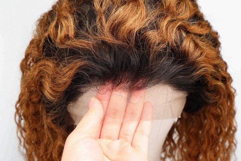 ANDRIA 13x4 HD Transparent Lace Front Wigs 26 Inch Honey Brown Curly Pre-Plucked Glueless Hair with Baby Hairs Ombre Red Brown 200% Density Deep Wave Wigs For Black Woman - Image 4