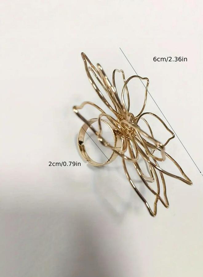 تايك تو خاتم مزين بشكل زهرة مجوف - Image 4