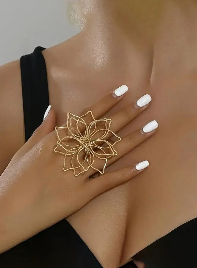 Take Two Take Two Flower Hollow Decor Statement Ring