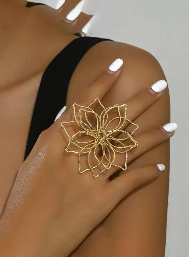 Take Two Take Two Flower Hollow Decor Statement Ring