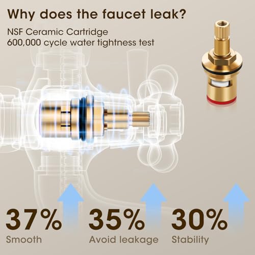 Hanallx Bathtub Faucet Wall Mount Tub Faucet with Hand Shower 3 to 9 in Center Vintage Brushed Gold Wall Mount Tub Filler wall mount faucet 8 in Bathtub Faucet Set with Shower Diverter with Valve - Image 4