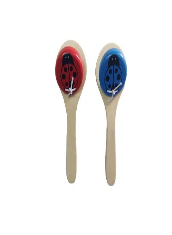 Neotea Baby Wooden Clapper Handle Clapping Rattle Pack of 2 Multicolor - Image 1
