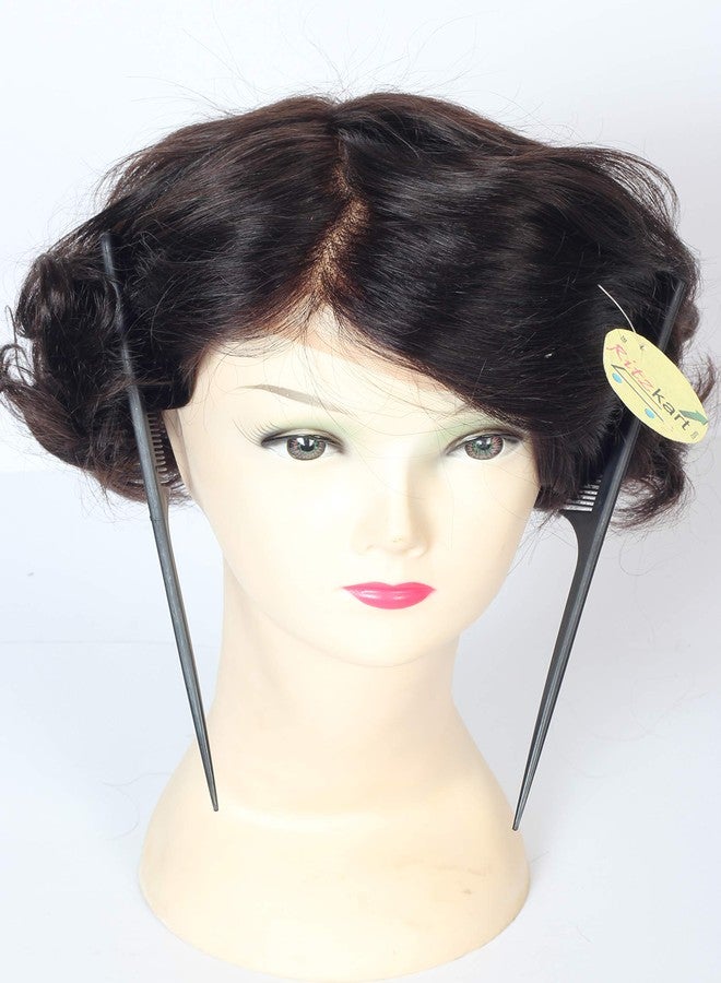 ريتزكارت باروكة شعر بشري أوروبي بكر من ريتزكارت، مقاس 9x6، مصنوعة من الدانتيل الفرنسي، مع غطاء شعر من الدانتيل الناعم الرقيق، لون بني داكن، أسود. - Image 1