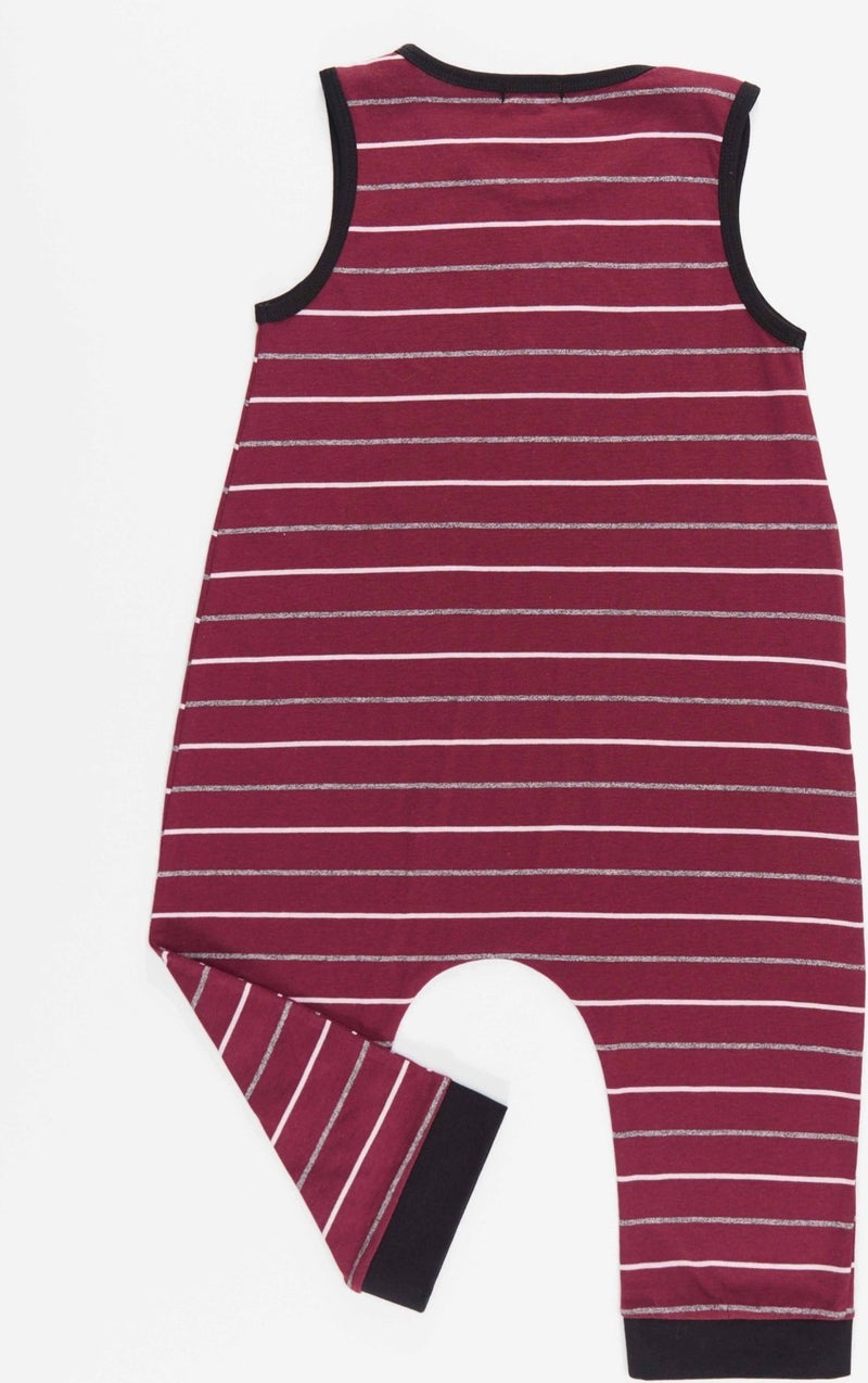 Denokids Funny Crocodile Boy Cotton Claret Red Overalls  - Image 4