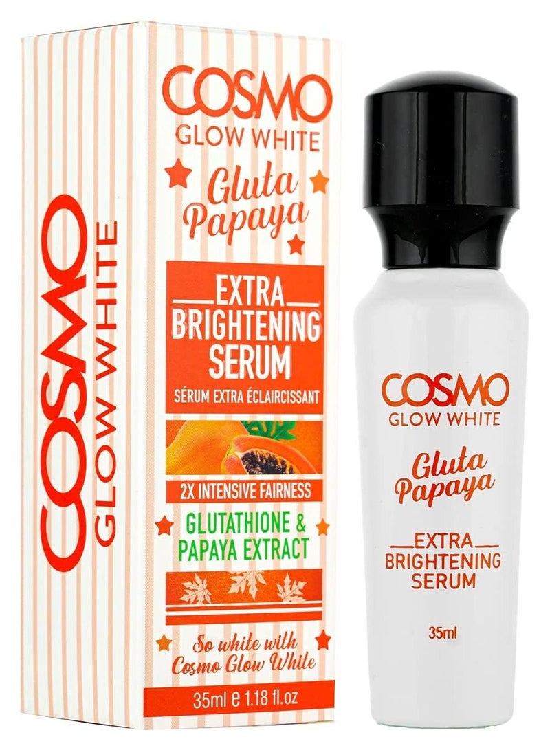 COSMO سيروم كوزمو جلو وايت إكسترا برايتنينغ 35 مل، تفتيح مكثف مضاعف، مستخلص الجلوتاثيون والبابايا، يعمل على تفتيح لون البشرة بشكل واضح ويحسن مرونتها، للجنسين - Image 2