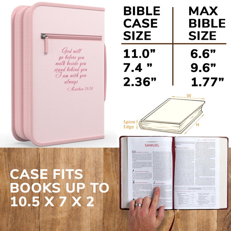 DEHITE Bible Cover Case for Women â€” Bible Cover for Women â€“ Fits Book 10.1 x 7 x 1.9 in â€“ Pen Slots â€“ Zippered Pocket â€“ Premium Fabric â€“ Pink Floral Holder Christian Gift Accessories - Image 2