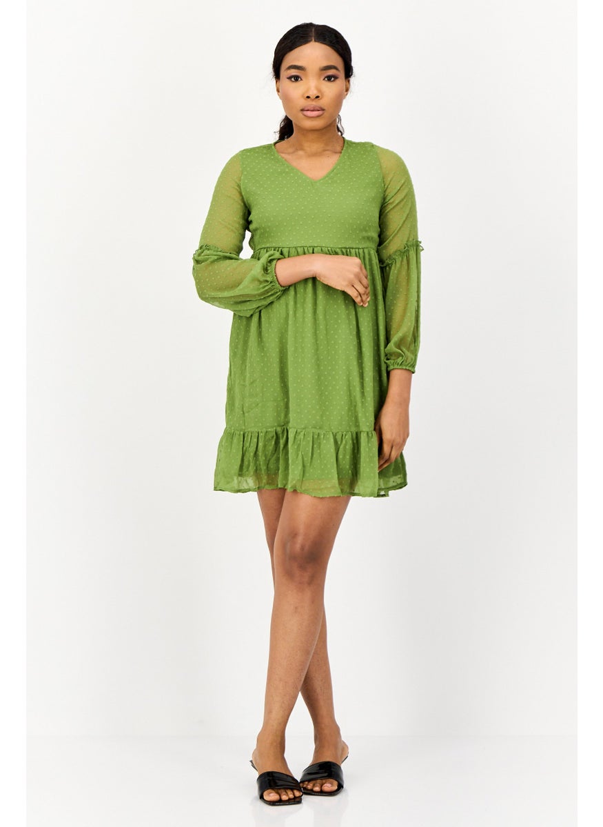 ONLY Women Textured Mini Dress, Green  - Image 4