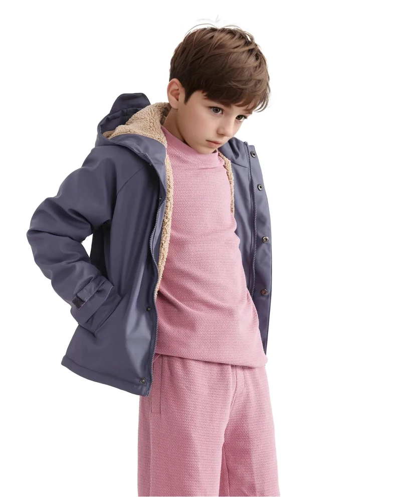 Rare Ones Rare Ones Kids Cols Pink Cotton Half Sleeves Crew Neck Oversized Fit Textured Solid T-Shirt