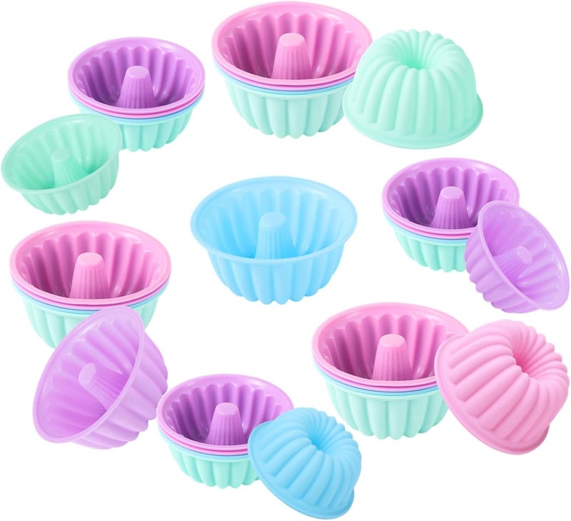 48 Silicone Donut Molds, Non-Stick Round Baking Cups, Small & Medium Sizes, Assorted Colors Muffin Liners for Donuts, Cakes, and Jello - Image 3
