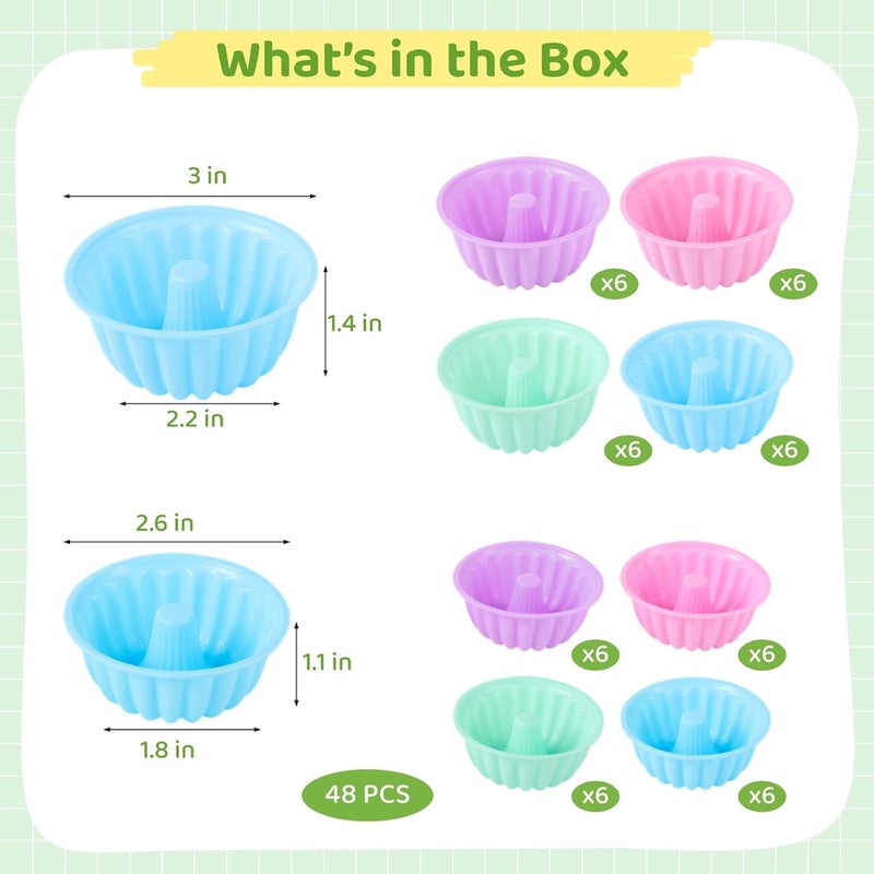 48 Silicone Donut Molds, Non-Stick Round Baking Cups, Small & Medium Sizes, Assorted Colors Muffin Liners for Donuts, Cakes, and Jello - Image 5