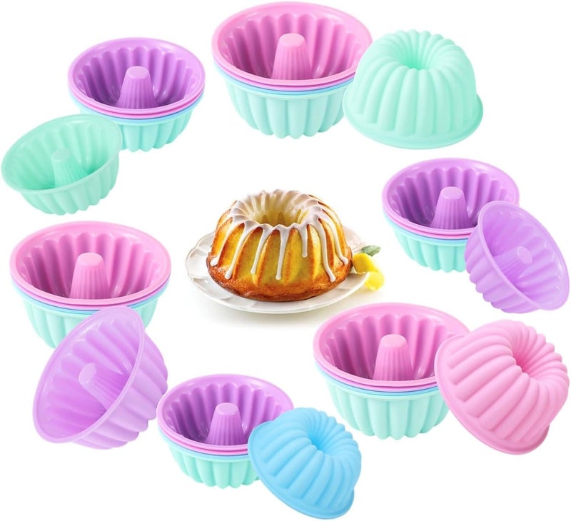 48 Silicone Donut Molds, Non-Stick Round Baking Cups, Small & Medium Sizes, Assorted Colors Muffin Liners for Donuts, Cakes, and Jello - Image 1