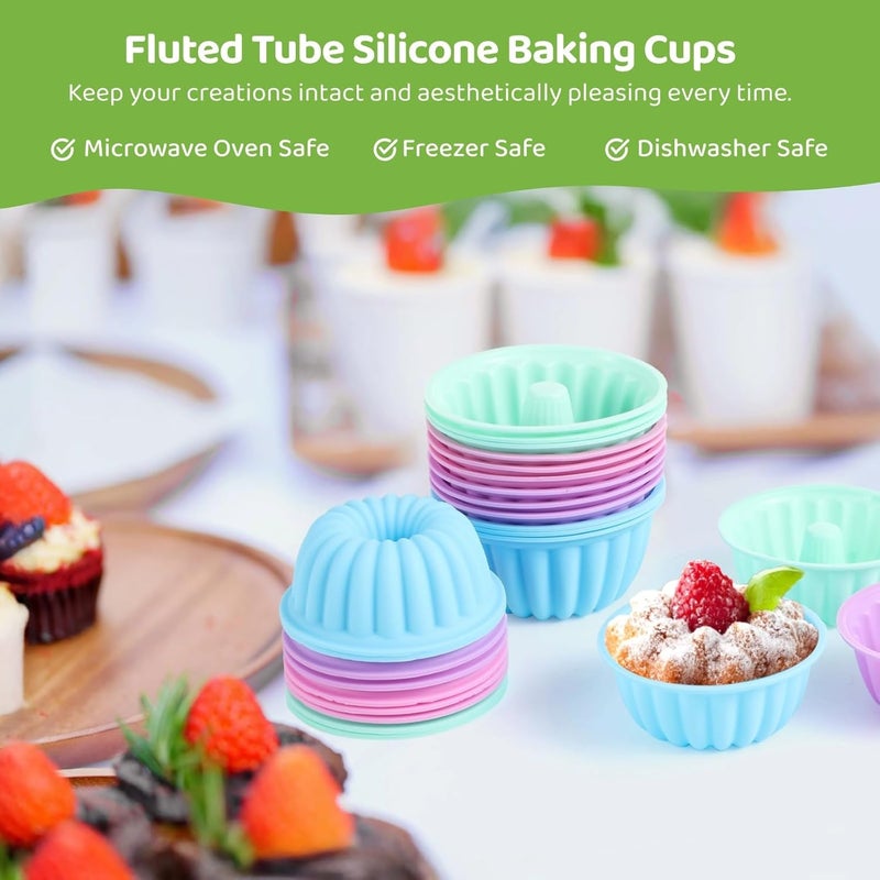 48 Silicone Donut Molds, Non-Stick Round Baking Cups, Small & Medium Sizes, Assorted Colors Muffin Liners for Donuts, Cakes, and Jello - Image 2