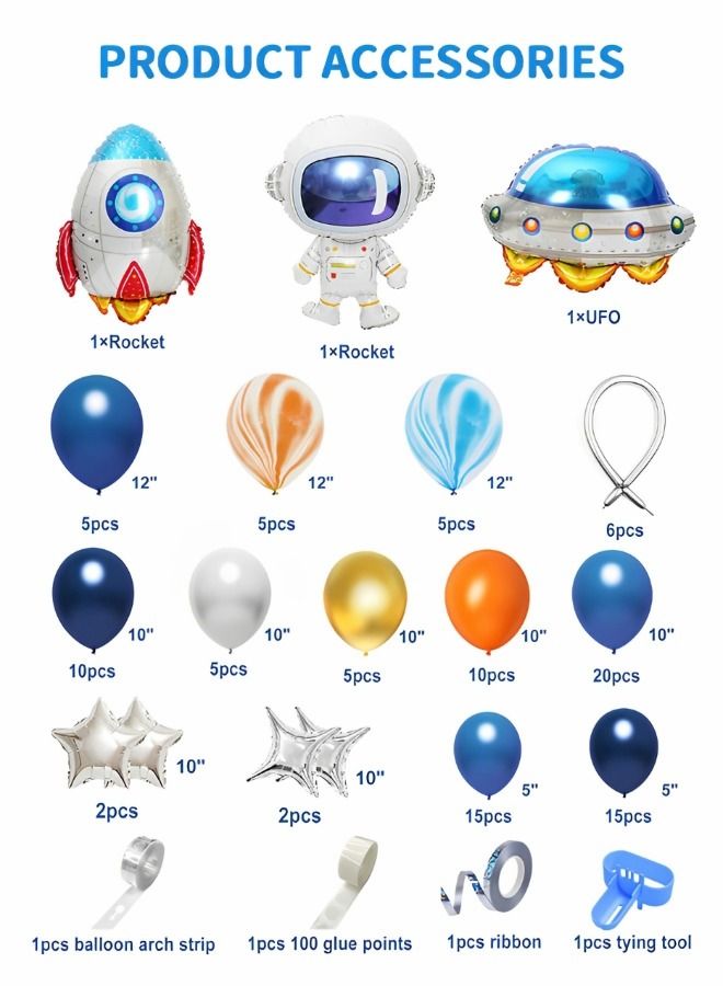GROIC 111 PCS Outer Space Party Decorations Balloon Kit, Galaxy Space Theme Arch Kit for Kids Birthday, UFO Rocket Astronaut Set Solar System Party Supplies Aluminum Film Latex Balloons - Image 2