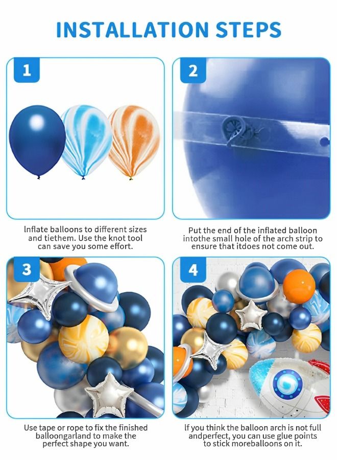 GROIC 111 PCS Outer Space Party Decorations Balloon Kit, Galaxy Space Theme Arch Kit for Kids Birthday, UFO Rocket Astronaut Set Solar System Party Supplies Aluminum Film Latex Balloons - Image 3