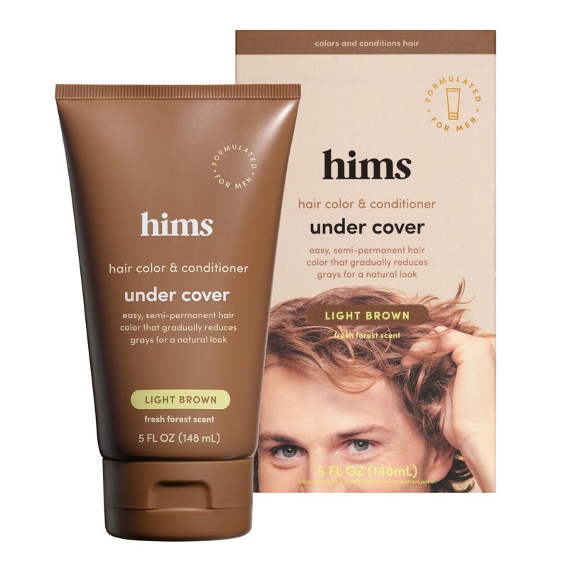 HIMS & HERS Under Cover Hair Color & Conditioner - Light Brown Color Conditioner for Men - Semi Permanent Hair Color - Color Depositing, Deep Conditioning, Blends Grays - Fresh Forest Scent, 5 fl oz - Image 1
